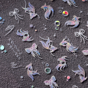 TENSOR new process gilding nail art fishtail butterfly sticker adhesive nail stickers three-dimensional gilding series M-646