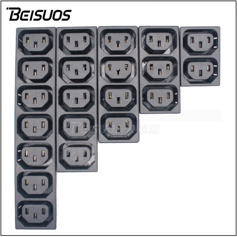 多联母座电源分配插座7联母座 卡式嵌入式 C13多联品字流水线插排