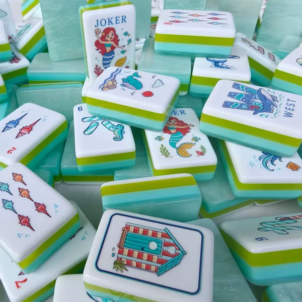 2026 original new design blue ocean theme mermaid princess acrylic 4-layer American mahjong for export