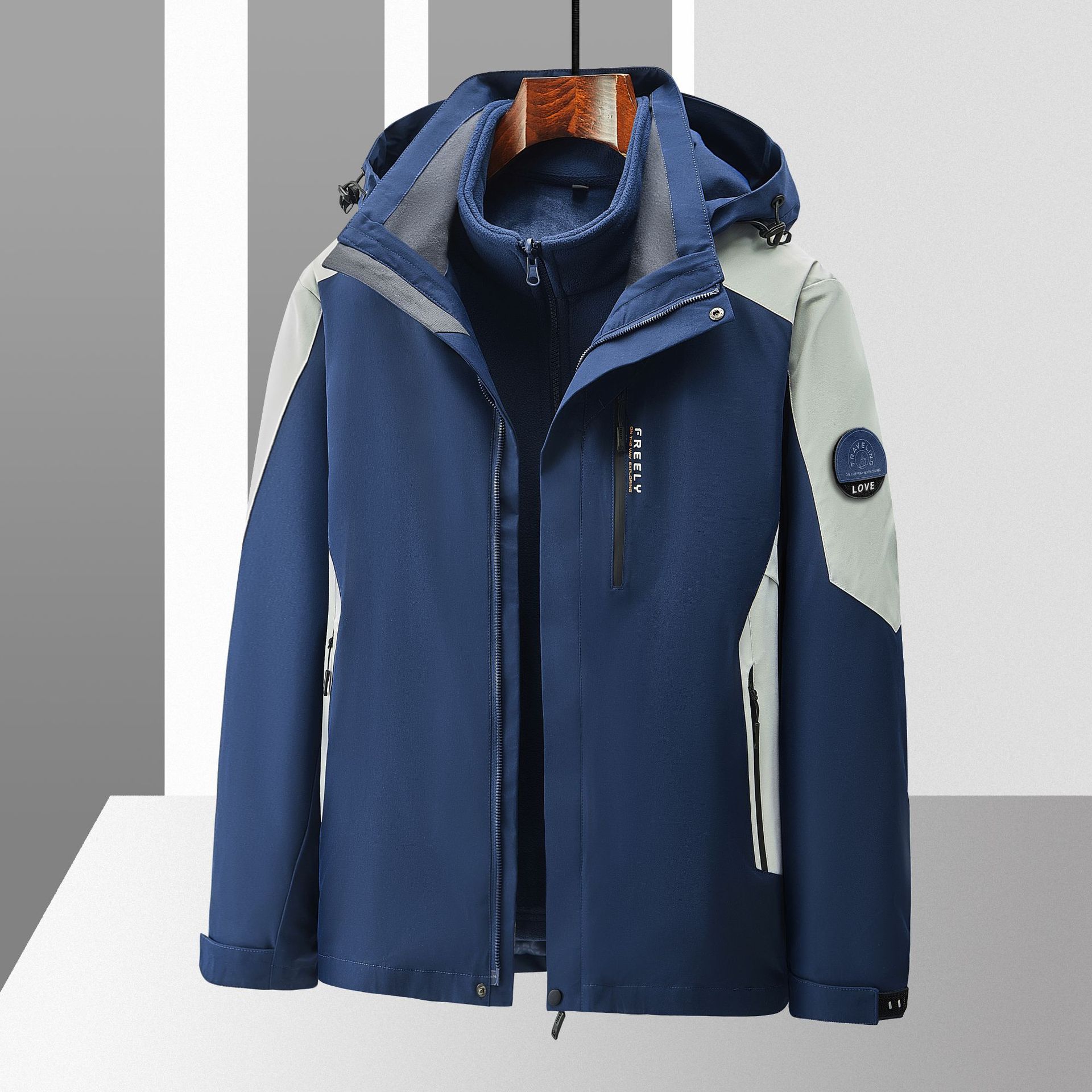 Ropa de asalto al aire libre para hombres 3 en 1 desmontable otoño invierno impermeable a prueba de viento chaqueta de terciopelo tibetana ropa de esquí turística mujer