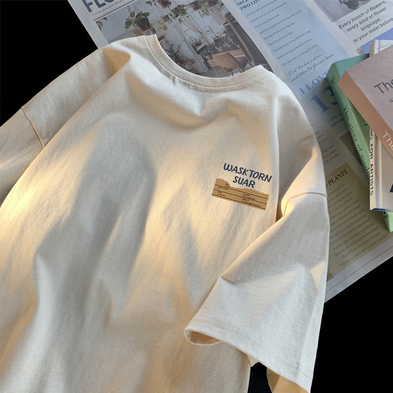 Short sleeve men's summer cotton bottoming shirt T-shirt fashion brand half sleeve trendy all-match Hong Kong style Japanese style T-shirt American casual