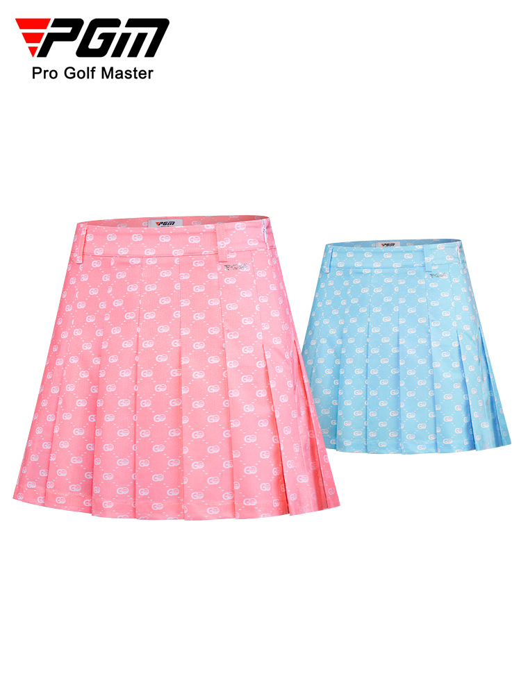Váy ngắn golf PGM thể thao mùa hè xếp ly chống nước thiết kế kim cương lấp lánh — Qz084-màu Hồng, QZ084-màu xanh da trời