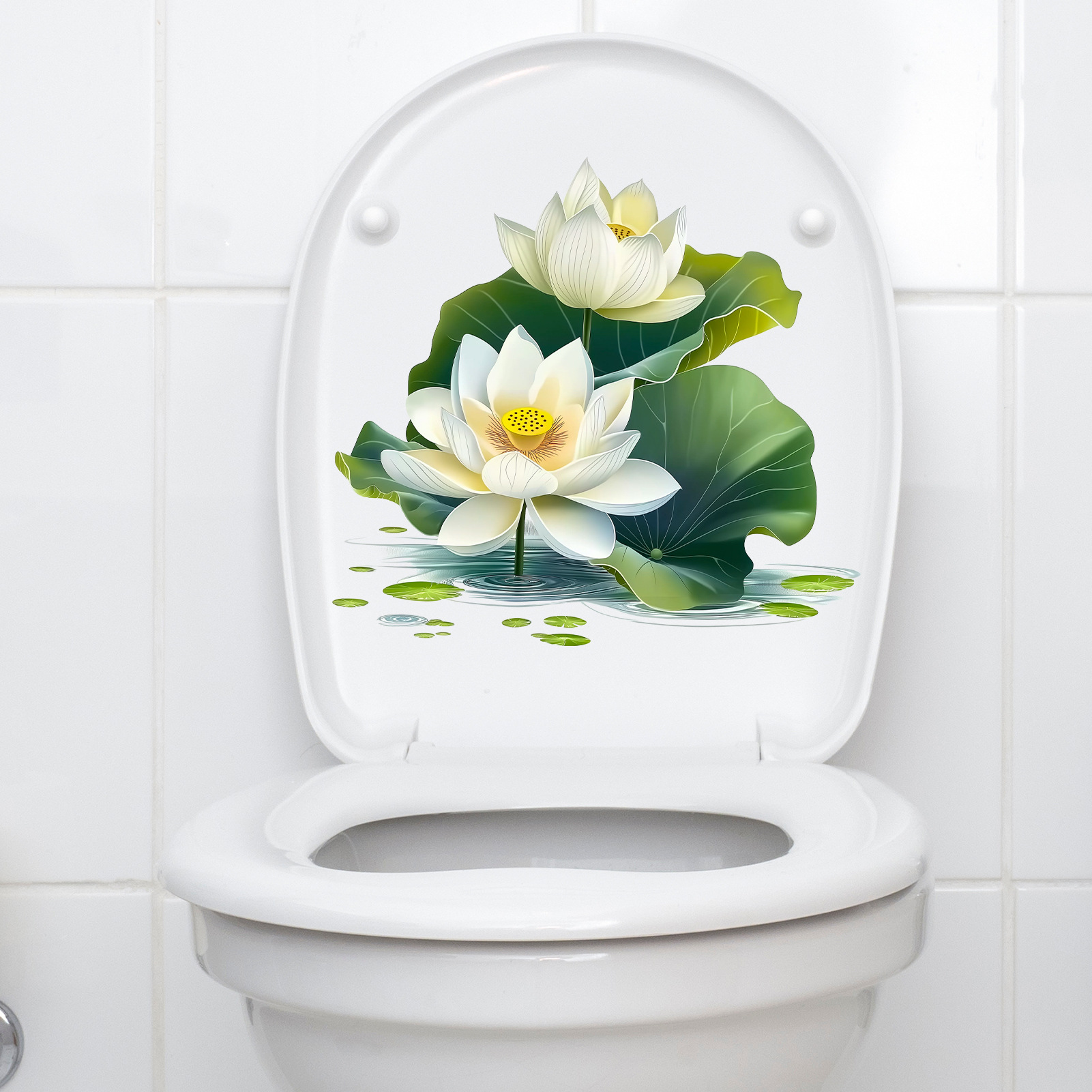 New MS-GN027 small fresh plant lotus leaf lotus toilet stickers bathroom bathroom home decoration wall stickers