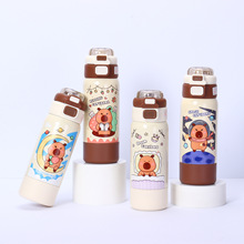 316不锈钢卡通儿童壶大容量三饮保温杯卡皮巴拉吸管杯学生水杯