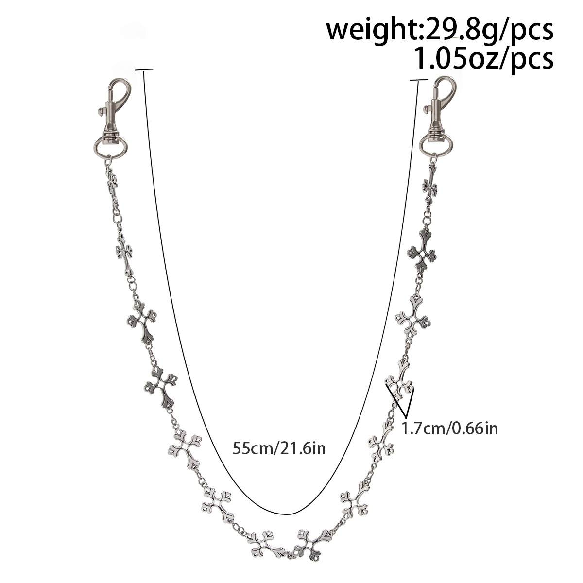 Metal Jeans Belt Men Hip Hop Niche High-end Men's Cross Waist Chain Accessory_voghion.com