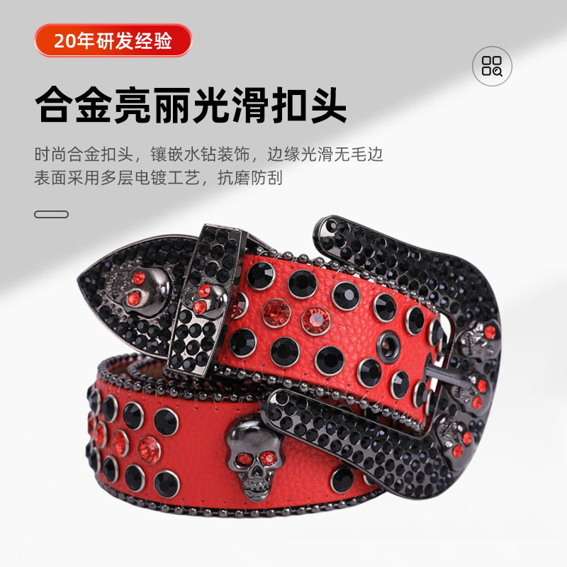 Cinturón de cabeza fantasma de diamantes de imitación Explosión transfronteriza Calavera de diamantes de imitación Cinturón de estilo punk