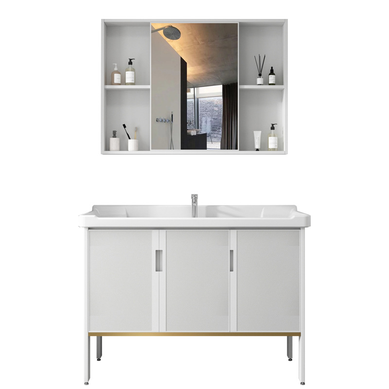 Cuarto de baño de aluminio espacio mostrador lavabo de cerámica moderno minimalista cuarto de baño lavabo gabinete
