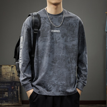 2024秋季怀旧扎染长袖t恤男美式休闲潮牌印花卫衣重磅宽松打底衫