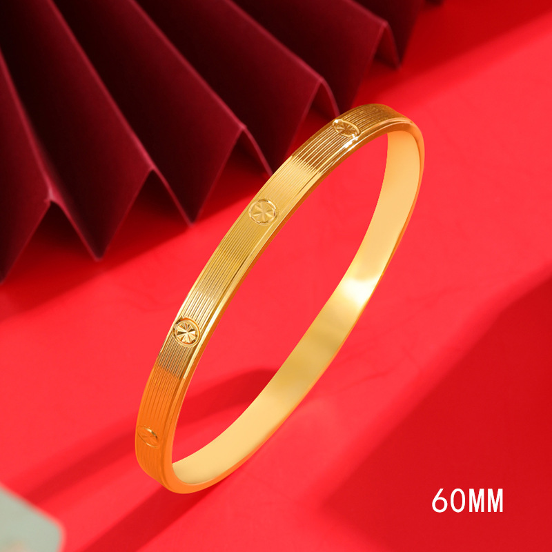 Patrón de diamante pulsera de moda simple de las mujeres pulsera de boca cerrada elegante Vietnam arena oro joyería sólida exquisito todo partido al por mayor