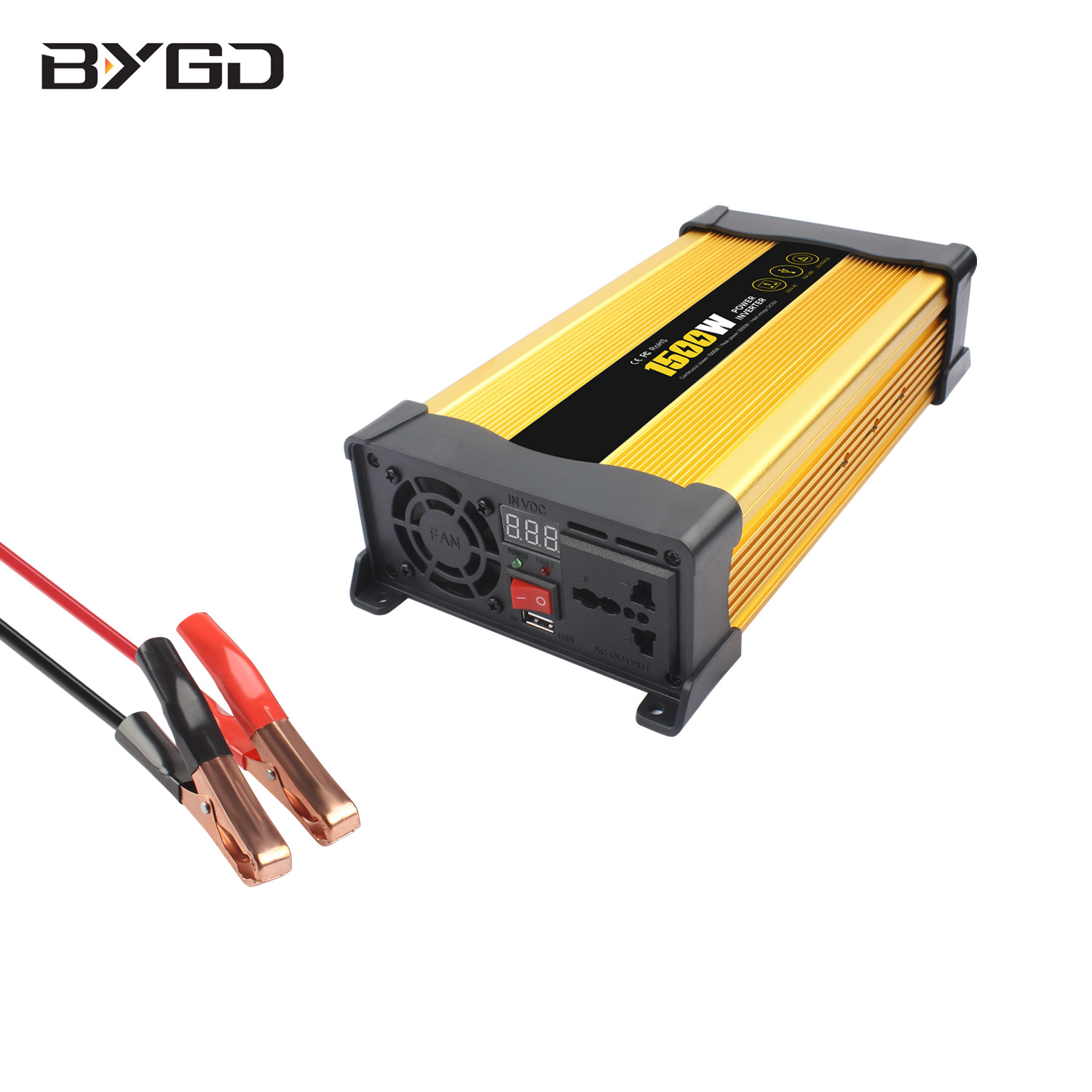 多功能数显电瓶逆变器12V转220V转换家用车用1500W逆变器