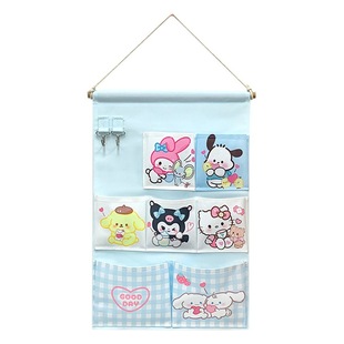 Cartoon Wall storage bag wall hanging multi-grid student dormitory hanging basket artifact girl cute hanging bag punch-free behind the door