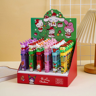 YQiDuo Cartoon Christmas Family Ten Color Ballpoint Pen Creative Multicolor Hand Account Pen Gift Pen Student Stationery 0.7