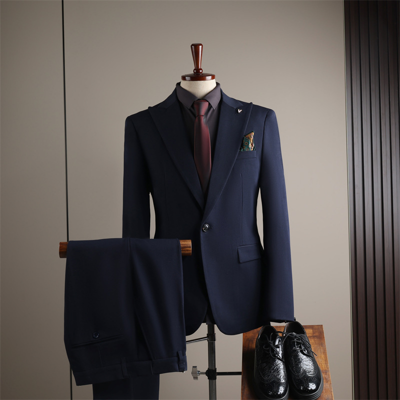 Men's Slim Fit Business Suit Korean Style Professional Grooms Groomsmen High End Clothing For All Seasons_voghion.com