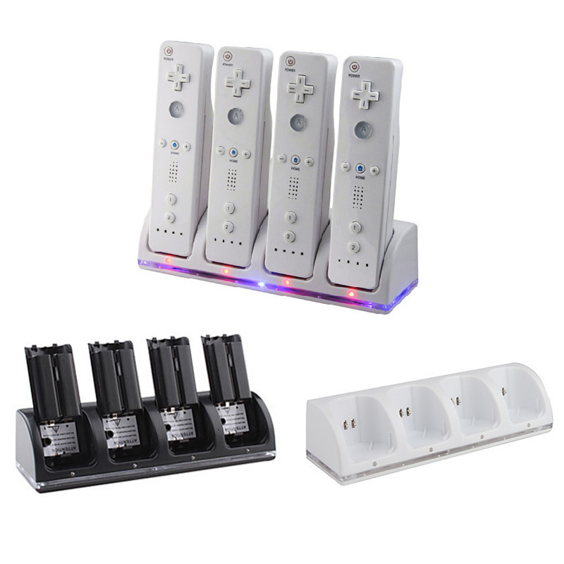 Wii Four-In-One Charging Dock for Controllers, Blu-Ray Charging Base, Wii Battery Pack + Charging Dock Set