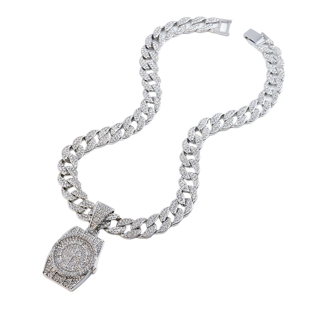 Nicho original hip hop retro punk gargantilla completa diamante reloj colgante europeo y americano de los hombres del todo-fósforo collar cubano