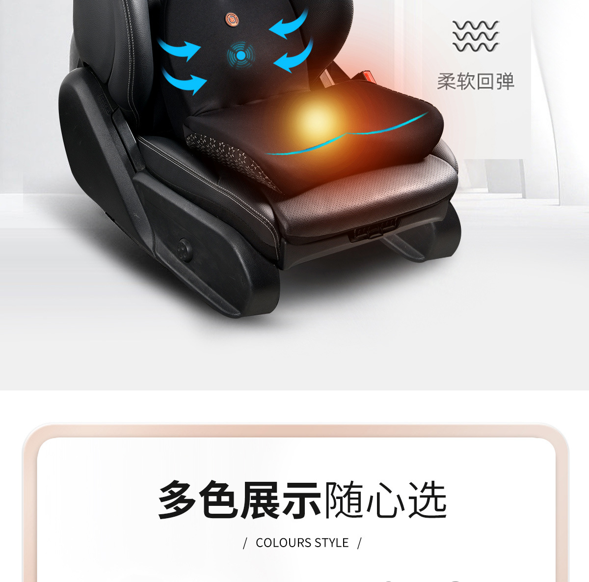 Car Heated Cushion Electric Massage Waist Cushion Car Seat Memory Foam Back Pillow Waist Office Waist Seat