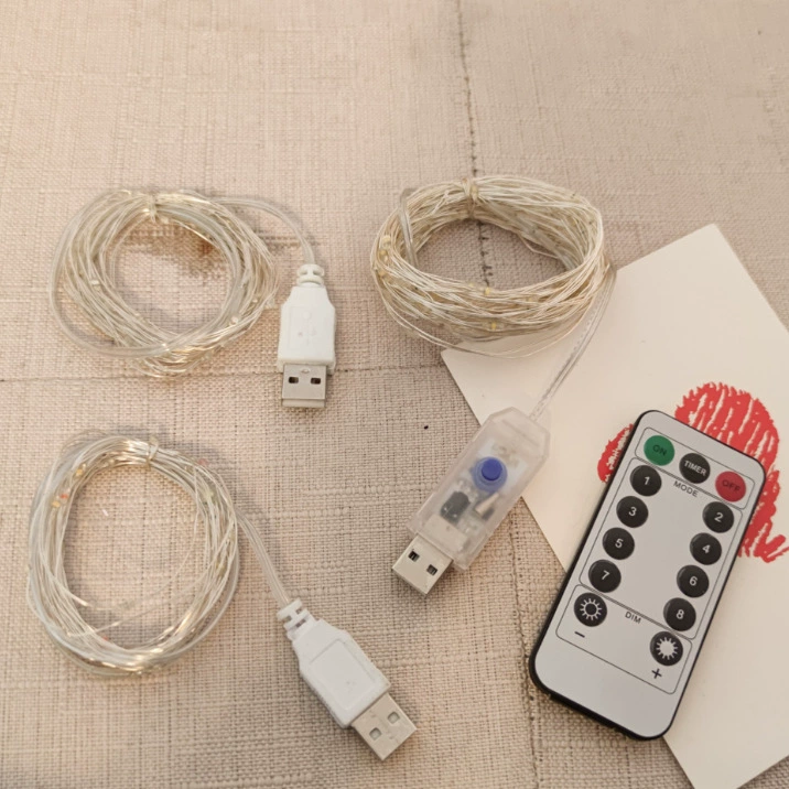 Светодиодные гирлянды на медной проволоке с дистанционным управлением, USB-гирлянды, звездные гирлянды, декоративные светильники для комнаты, улицы, кемпинга, создания атмосферы