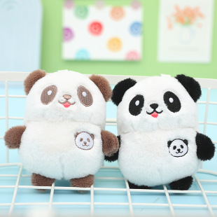 Cross-border best-selling soft cute smiley face panda plush doll keychain cute couple pendant exquisite cute small jewelry