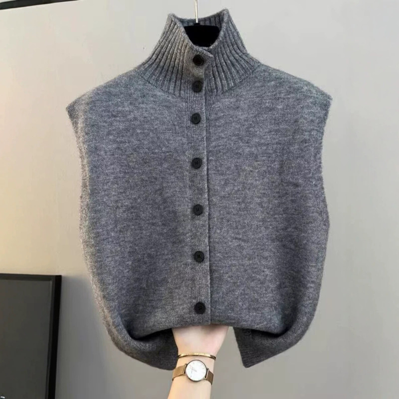 Simple, semi-high-neck, loose-fitting, and relaxed-style top, trendy Korean-style loose knit vest, wholesale from the manufacturer, women's sweater Simple, semi-high-neck, loose-fitting, and relaxed-style top, trendy Korean-style loose knit vest, wholesale from the manufacturer, women's sweater