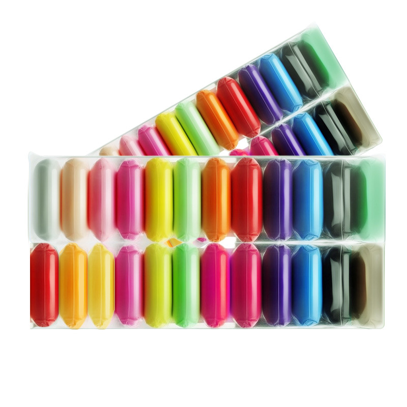 Arcillas ultraligeras 12 colores de comercio exterior personalizado arcilla 36 colores de goma 24 colores no pegajosos no desvanecen la barro de color estándar europeo