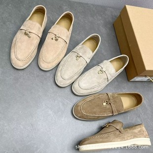 Unlabeled Guangdong L Brand Cashmere Suede Soft Comfortable Hardware Buckle Loafers Women Versatile Flat Casual Shoes