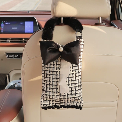 Car Tissue Box, Small Fragrance Car tissue box/set - black-pearl-bow-tissue-box