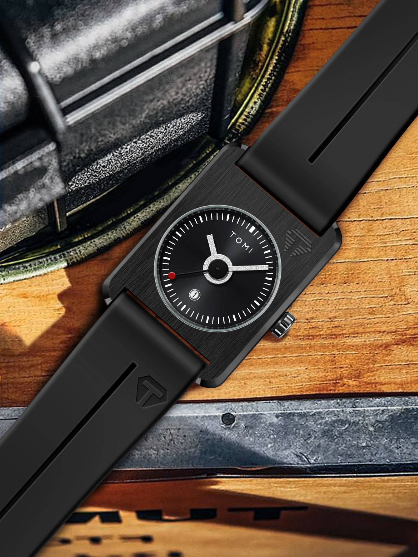 Square Quartz Watch For Men Korean Style Rubber Strap Fashionable_voghion.com