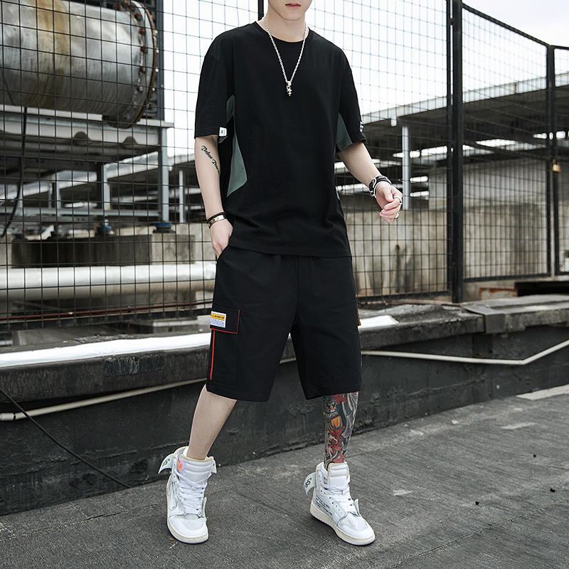 2022 hombre trajes de moda inns delgados cinco pantalones de trabajo deportivos casuales de hombre de verano set de dos piezas