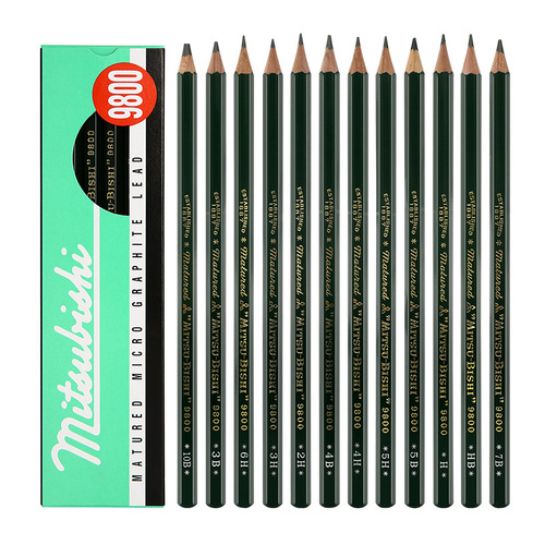 UNI Japan Mitsubishi Pencil 9800 Drawing Pencil Painting Sketch Pencil F-10B Wood Pencil 12 Boxes