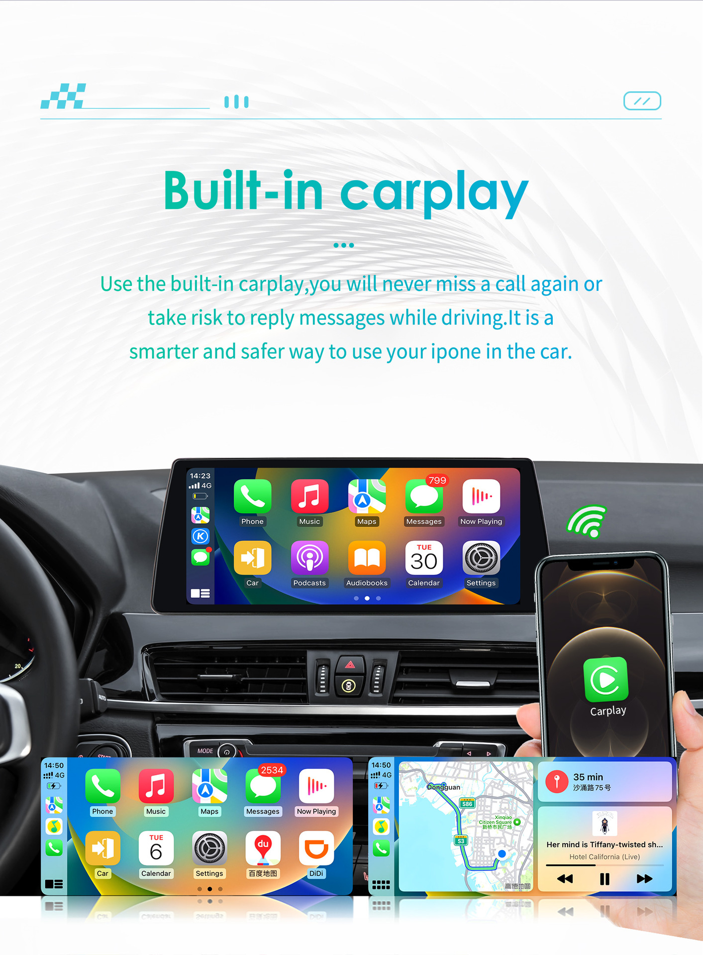 Suitable for BMW X1 F48 Android large screen 16-17 car central control navigator Bluetooth wireless carplay