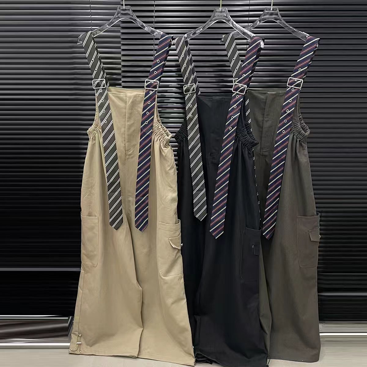 2025 Early Autumn New Tie-Decorated Overalls for Tall Women, Designer Cargo Pants, Wide-Leg Jumpsuit