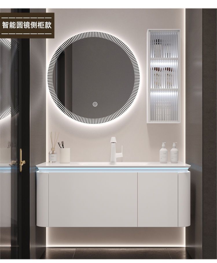 Simple bathroom, rounded corner ceramic integrated basin, washbasin, smart bathroom cabinet, combined bathroom, washbasin, washbasin undefined
