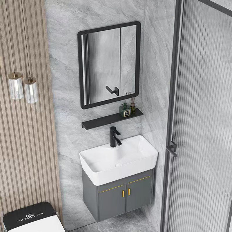 Baño pequeño mini lavabo lavabo espacio gabinete de baño de aluminio combinación de tamaño pequeño lavabo ultra estrecho