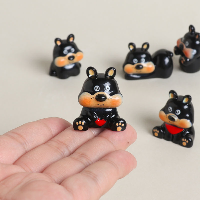 樹脂かわいい漫画黒子犬動物 diy ジュエリーアクセサリーキーホルダーアクセサリーデスクトップ車の装飾品|undefined