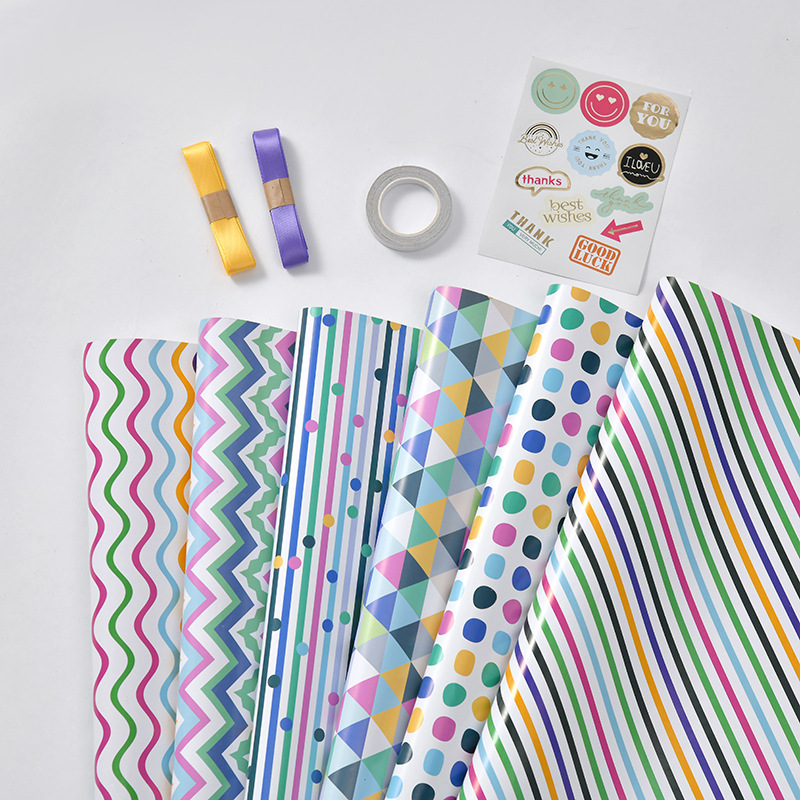 Amazon nueva colorida serie geométrica Día de San Valentín papel de regalo de cumpleaños papel de regalo de vacaciones papel de regalo al por mayor