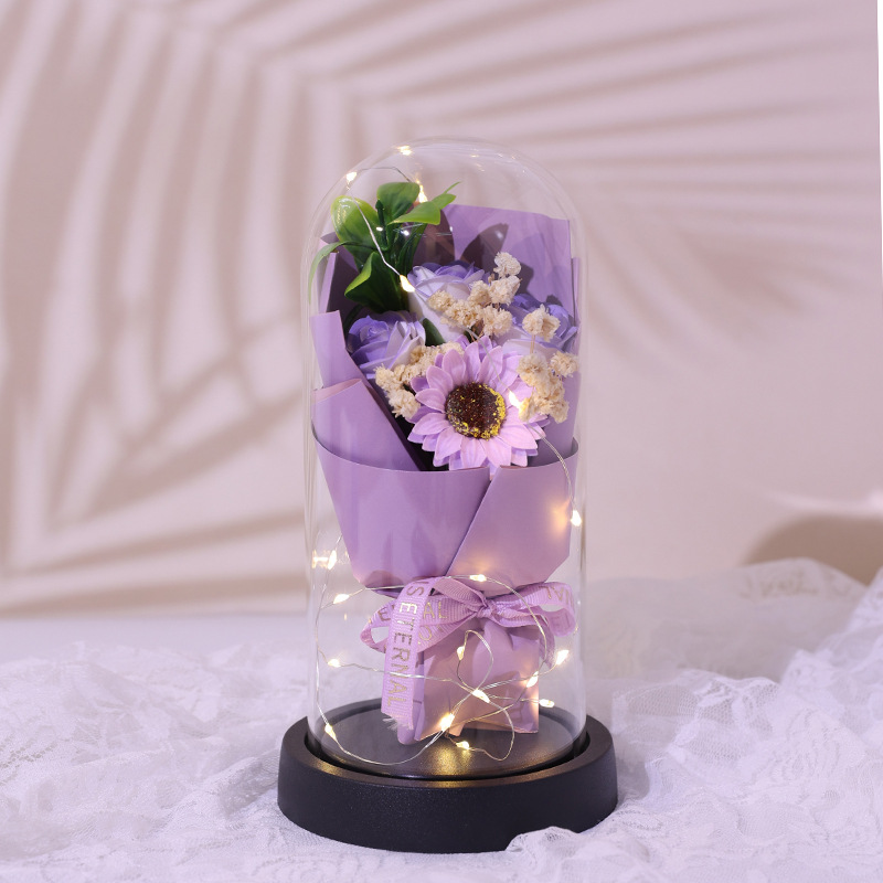 520 regalo de San Valentín copa de vidrio eterno flores secas rosas jabón flores para amigos y esposas adornos exquisitos