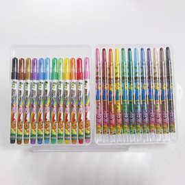 批发 12色彩笔12色旋转蜡笔 幼儿园小学生绘画蜡笔颜色鲜艳