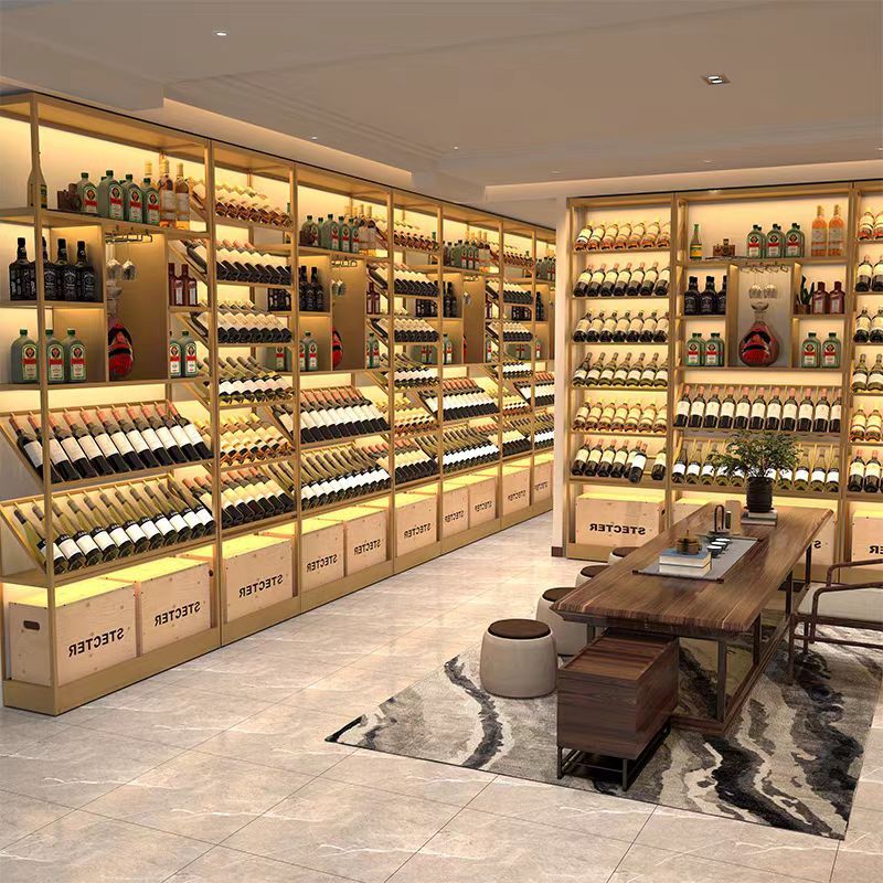 Light Luxury Wine Cabinet Wine Rack Storage Shelf Commercial Floor-to-Floor Multi-Layer Display Winery Wine Display Cabinet