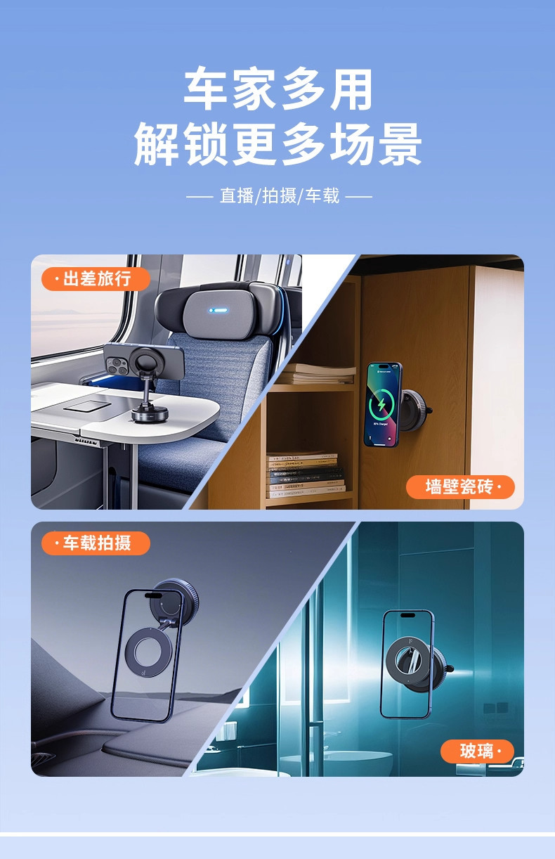Cross-Border K007 Car Phone Holder Vacuum Magnetic Rotating Phone Stand Dashboard Nano Glue Phone Holder