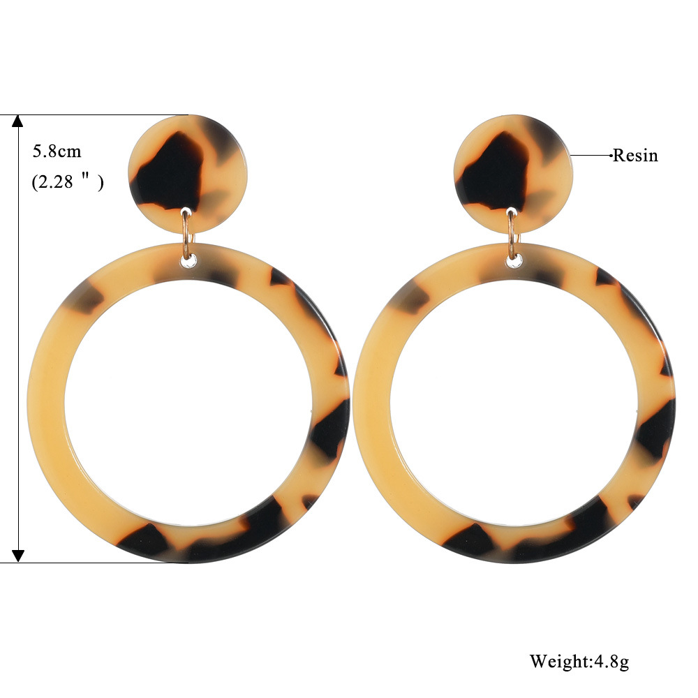 Leopard Print Geometric Round Earrings display picture 1