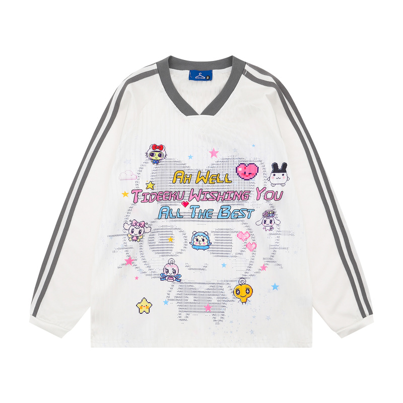 TIDEEKU青少年秋冬新款韩版字领秋装套头衫卡通印花刺绣宽松衣服|undefined