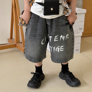 Yi Hong Clothing Summer Children's Denim Shorts 2025 Children's Clothing New Arrival Hand-painted Letters All-match Pants for Boys