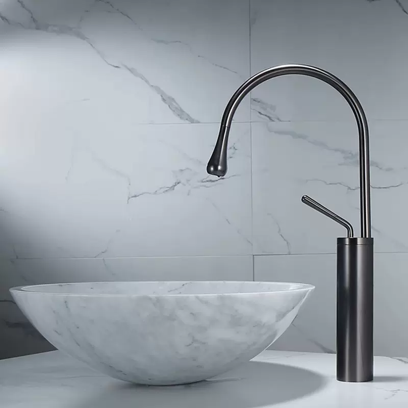 跨境外贸家用酒店水龙头铜体黑色艺术盆台上盆龙头金色水滴水龙头