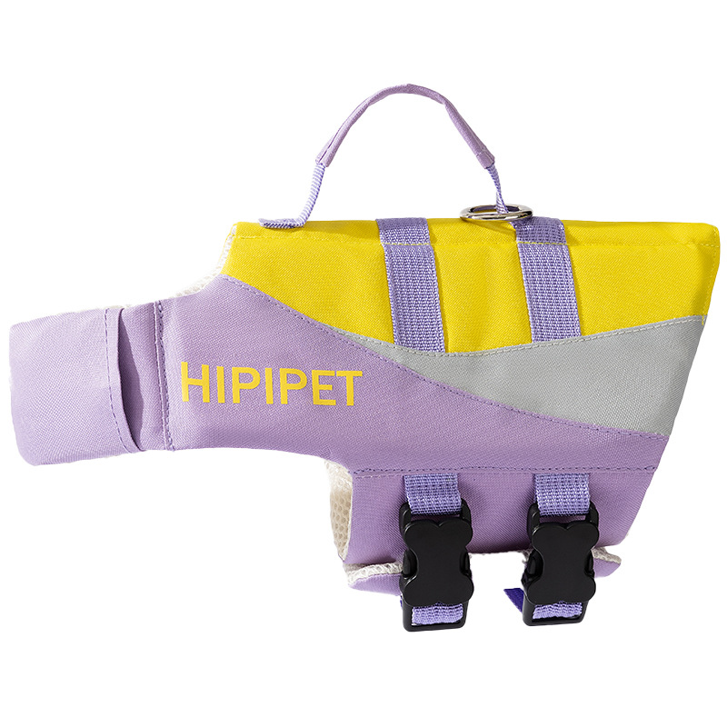 Perros de verano Perros pequeños y medianos Teddy Chaleco salvavidas con costuras en contraste Pet Traje de baño de flotabilidad grande Ropa especial para natación