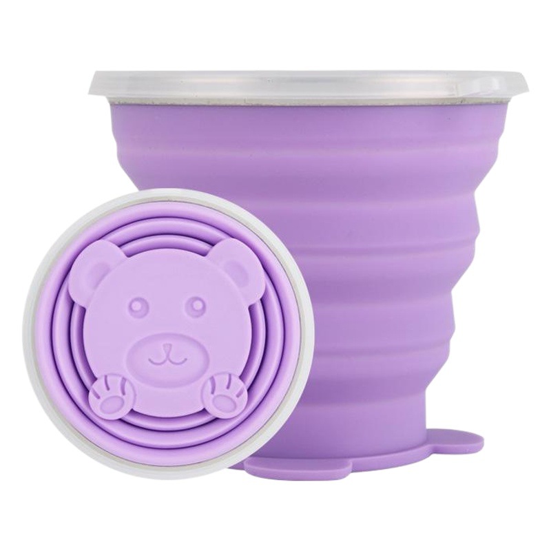Taza de agua plegable de silicona portátil para exteriores Taza de agua multifuncional Taza plegable de silicona de color caramelo resistente a altas temperaturas Gran capacidad