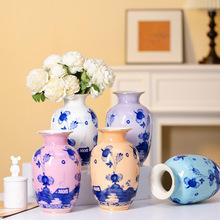 陶瓷花瓶客厅餐桌插花花器中式复古青花瓷花瓶手绘陶瓷花器摆件