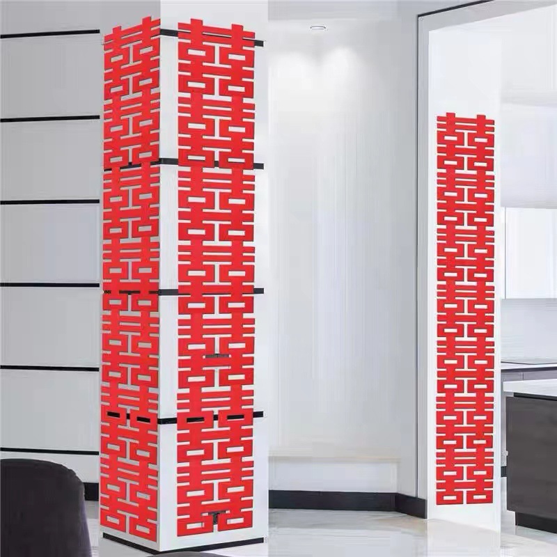 批发新款毛毡喜字长条贴一体无纺布喜字帘订婚结婚背景墙装饰挂帘