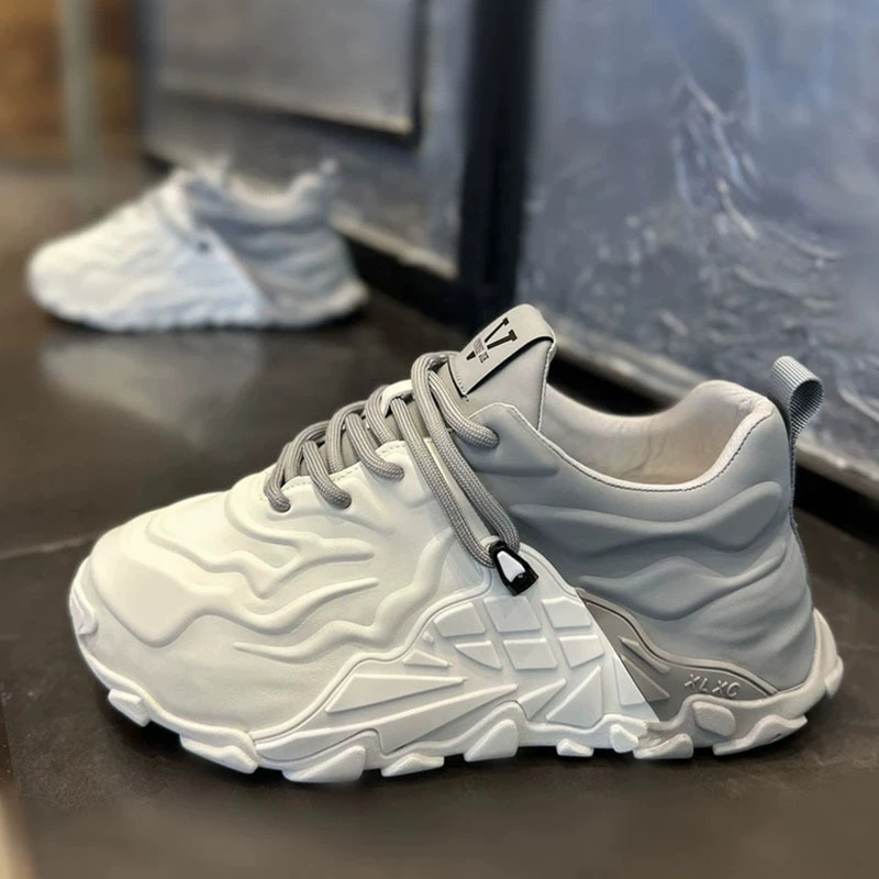 Мужские кроссовки для подростков, двухцветные повседневные туфли на толстой подошве, новинка весны и осени 2023 года, мужские кроссовки в стиле «dad shoes», размер XLZ