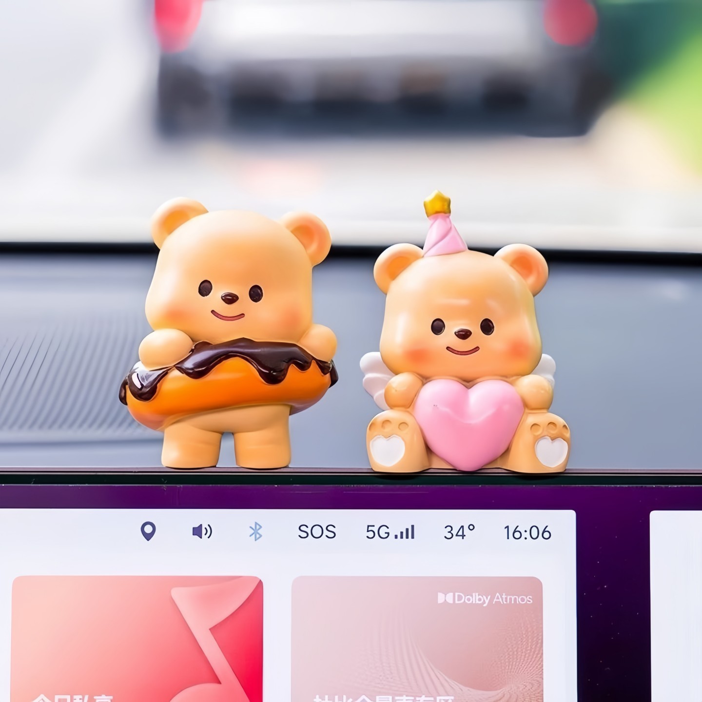 차량용 곰돌이 피규어 대시보드 모니터 장식 소품