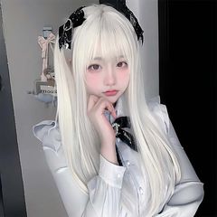 かつらの女性の白い全頭カバー式のロングストレート-cos二次元は全人の髪をまねるLolitaはかつらセットを整えます。